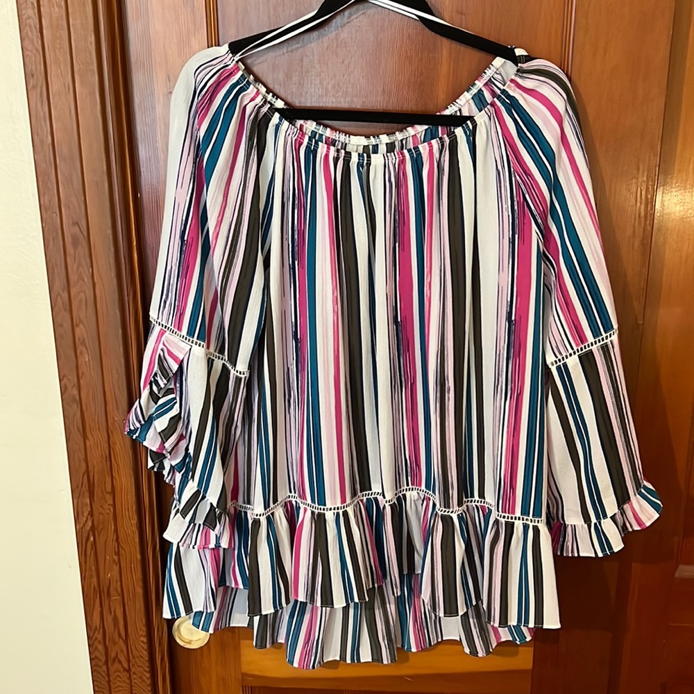 Off the Shoulder High-Low Top with Bell Sleeves